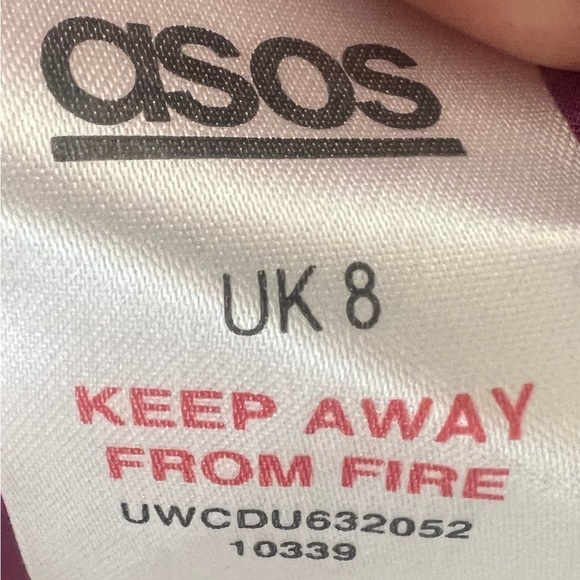 ASOS Smocked Waist Aubergine mauve cotton Bohemian Hippie Women’s dress size 4 - Picture 8 of 9